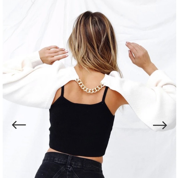 Bloggers Beige Knit gold Chain Arm warmer sleeve BLOGGER'S FAVE! - Picture 12 of 13